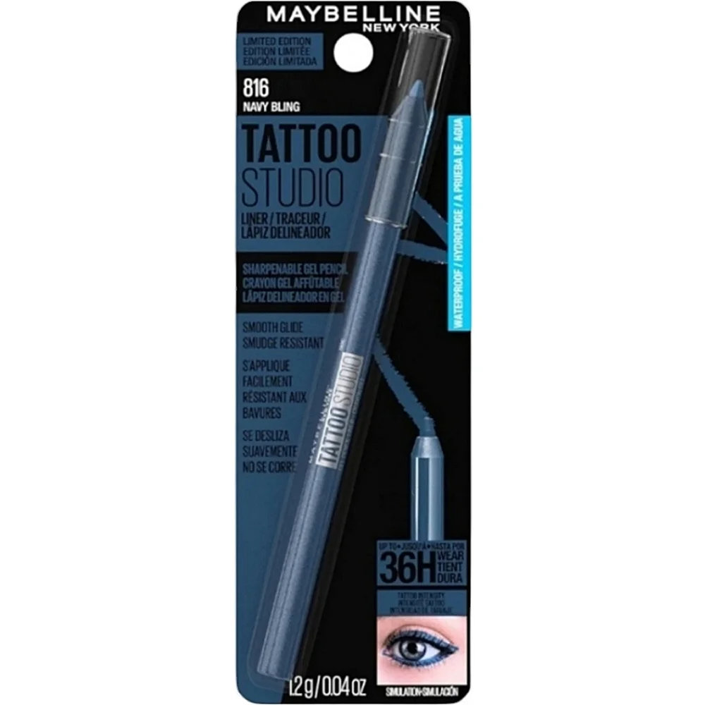 5 x MAYBELLINE Tattoo Studio Eyeliner Pencil, 36 Hour 816 Navy Bling